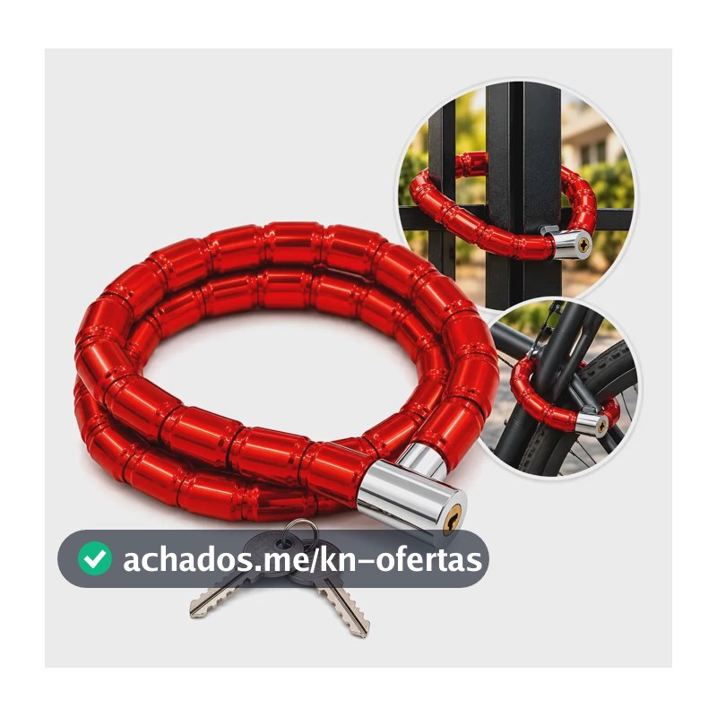 Cadeado Corrente Moto Bike Portão Reforçado Aço Anti-furto Vermelho
