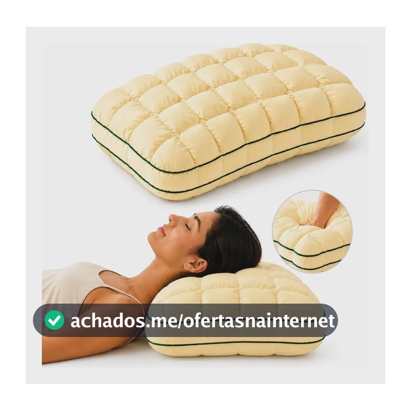 Travesseiro Cervical Ortopedico Relax Coluna 70x50cm Macio Amarelo