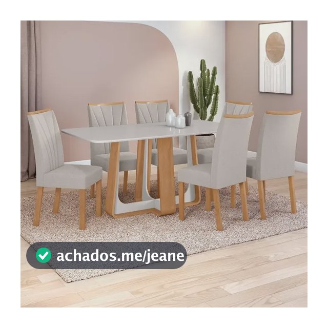 Conjunto Mesa Jantar 170x90cm Vidro com 6 Cadeiras Confort Moderno