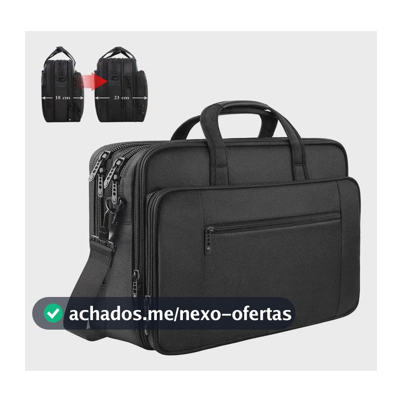 Maleta Para Notebook, Pasta Para Notebook De 17 Polegadas Masculina Executiva Portátil Expansível, Bolsa Notebook Impermeável E Acolchoada Com Alça Transversal, Mancro 1084 Preto