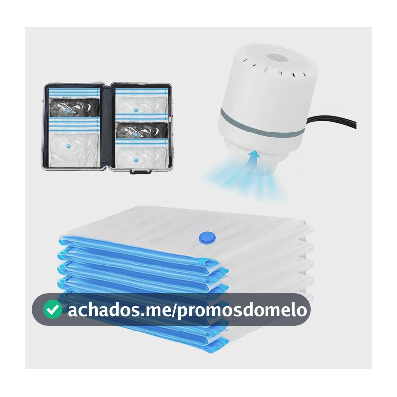 Alusp Pack 5 Saco Vacuo 50x60cm Viagem Vac Bag Organizador Incluir Bomba De Ar Elétrica 110V/220V