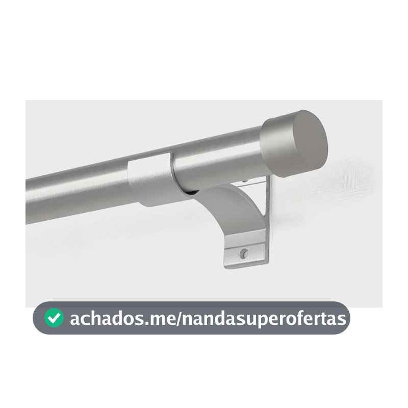Kit Varão Cortina Simples Cromado 28mm 2,50 Metros Alumínio Cor Aço escovado