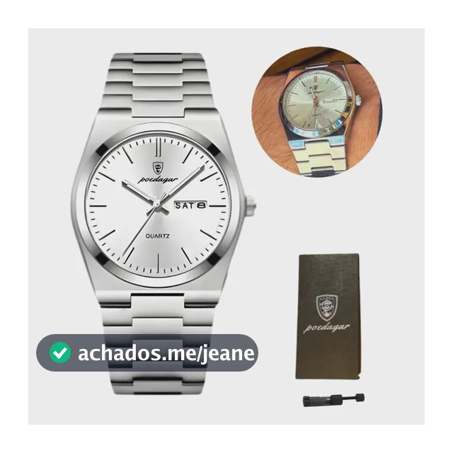Relógio Masculino Clássico Luxo Social Aço Inox Porto Old Mo Prateado Branco