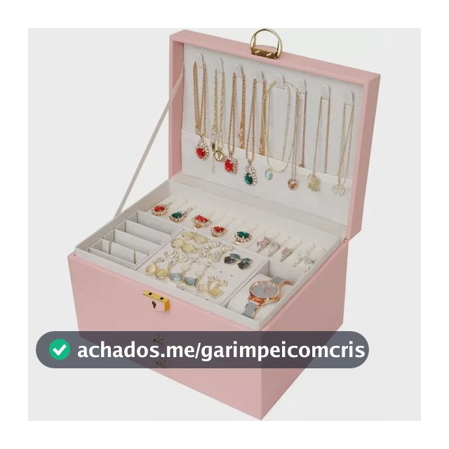 Maleta Porta Joias Estojo Armazena Guarda Trava Caixa Brinco