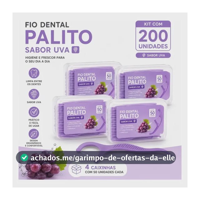 Kit 200 Palitos Fio Dental Saborizado Ultrafino Arqueado Fru