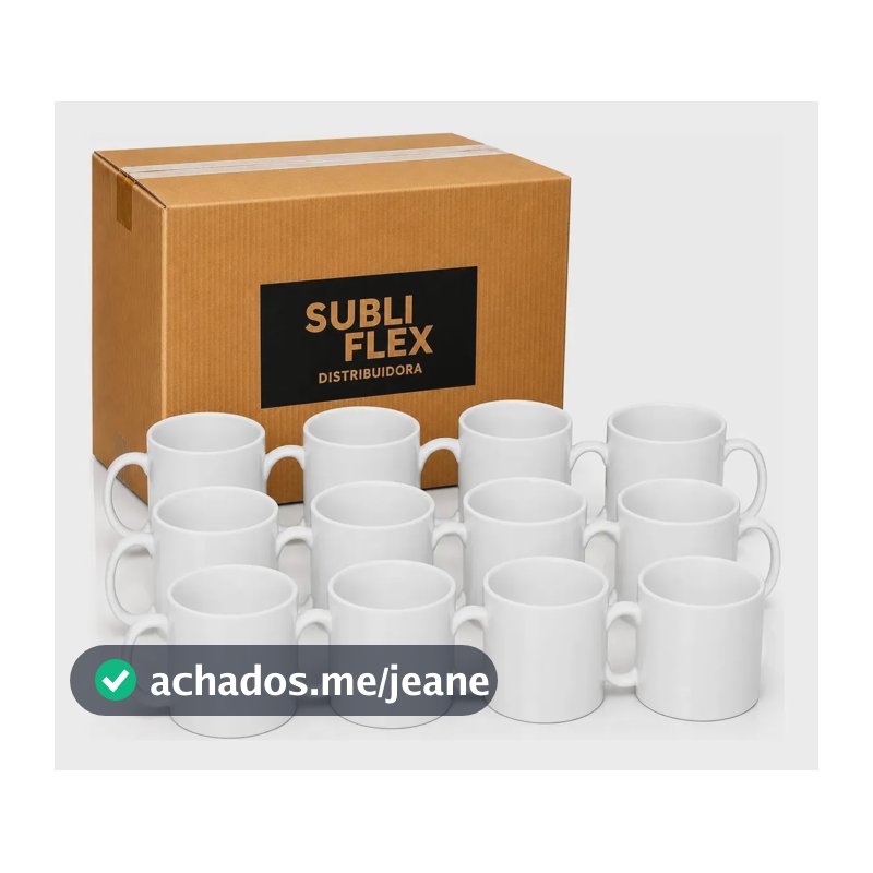 12 Canecas Brancas Porcelana Sublimação Subliflex Aaa 330ml Branco