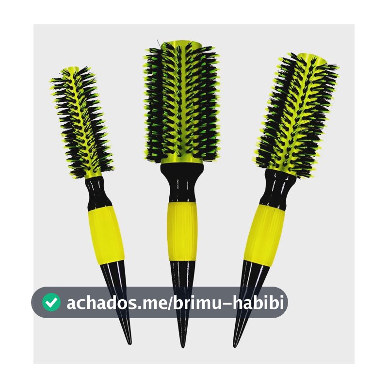 3 Escovas Kit Cabelo Com Cerdas De Javali Profissionais Amarelo