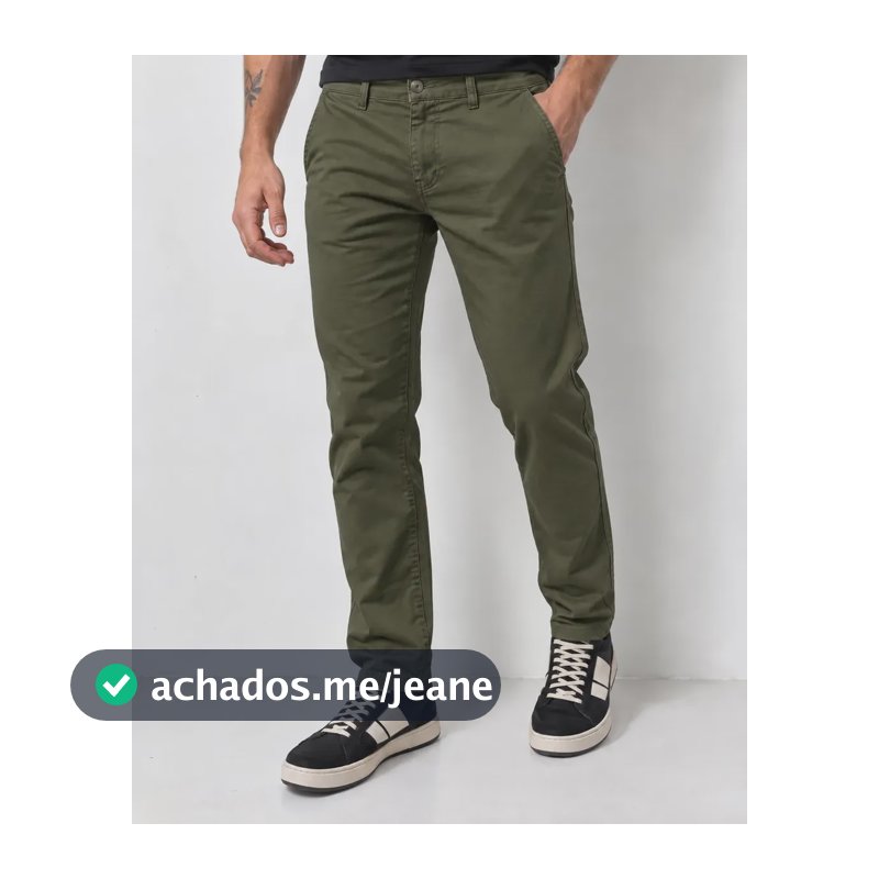 Calça Masculina Sarja Com Elastano Bolso Faca Esporte Fino Verde Tomilho 42