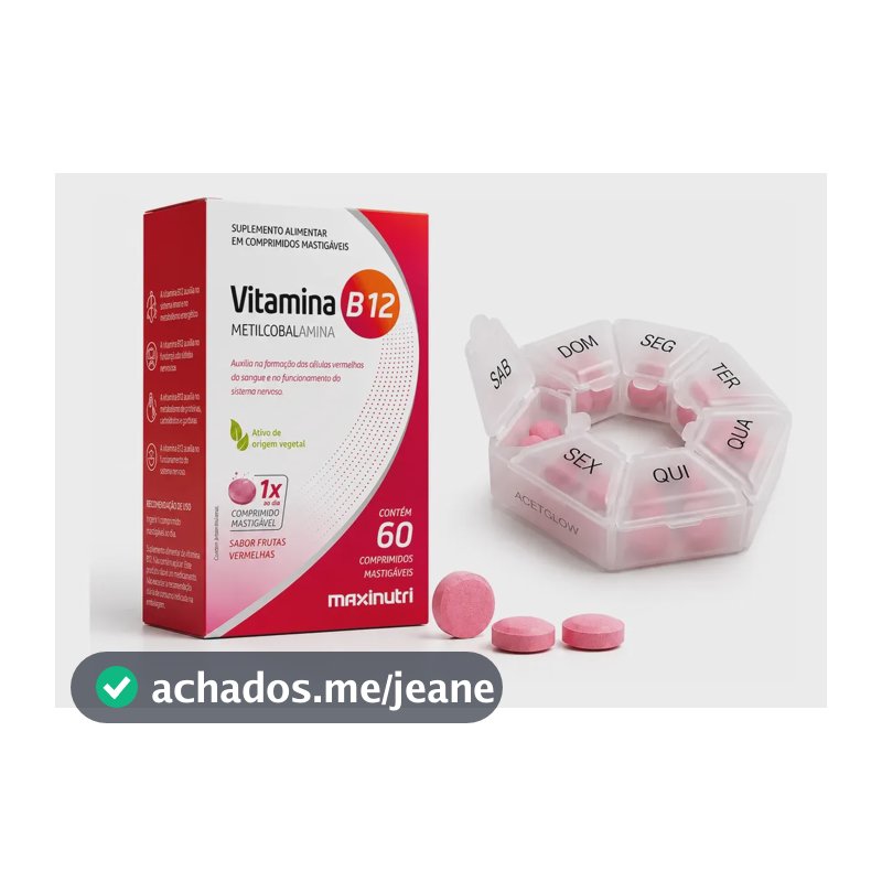Vitamina B12 Metilcobalamina Mastigável Maxinutri 60 Comp Frutas Vermelhas