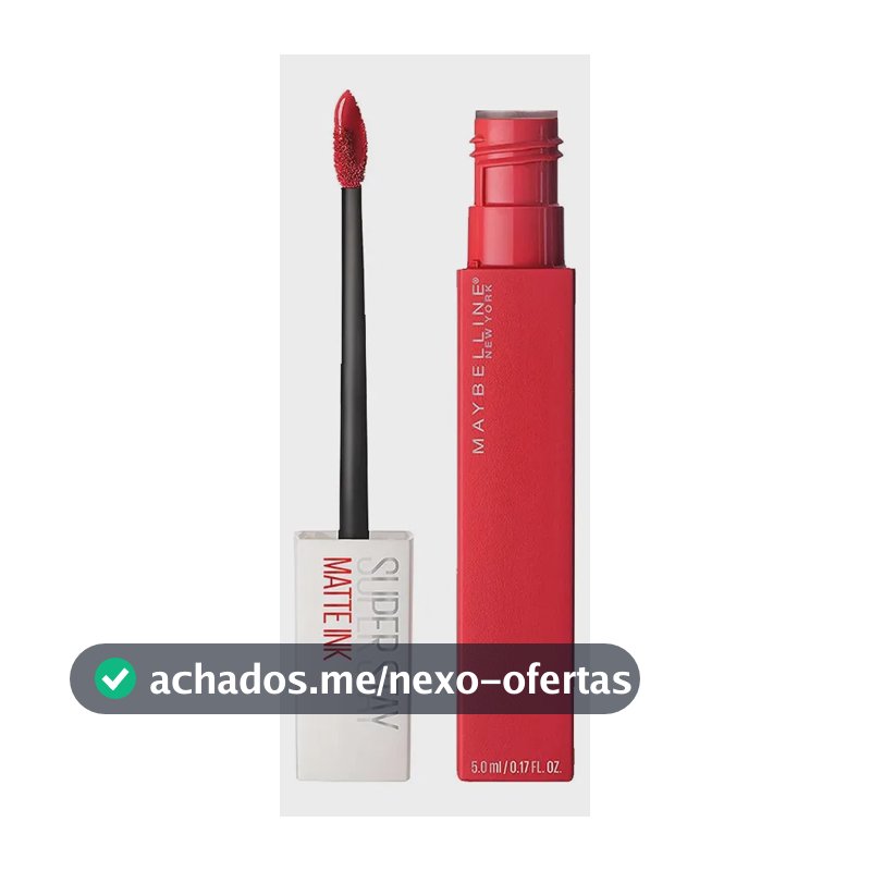 Batom Líquido Matte Longa Duração 16H Não Transfere Cor Intensa Acabamento Matte Confortável Aplicador Preciso Cor Pioneer Vermelho Fosco SuperStay Matte Ink Maybelline NY 5ml