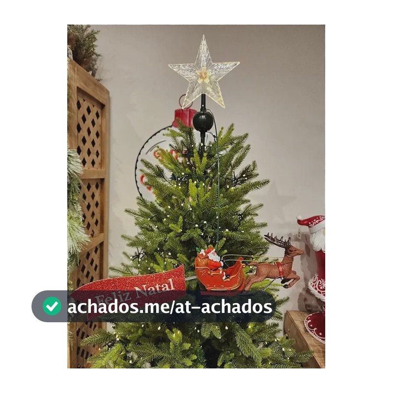 Ponteira Para Árvore Natal Treno Papai Noel Com Luz Estrela Vermelho