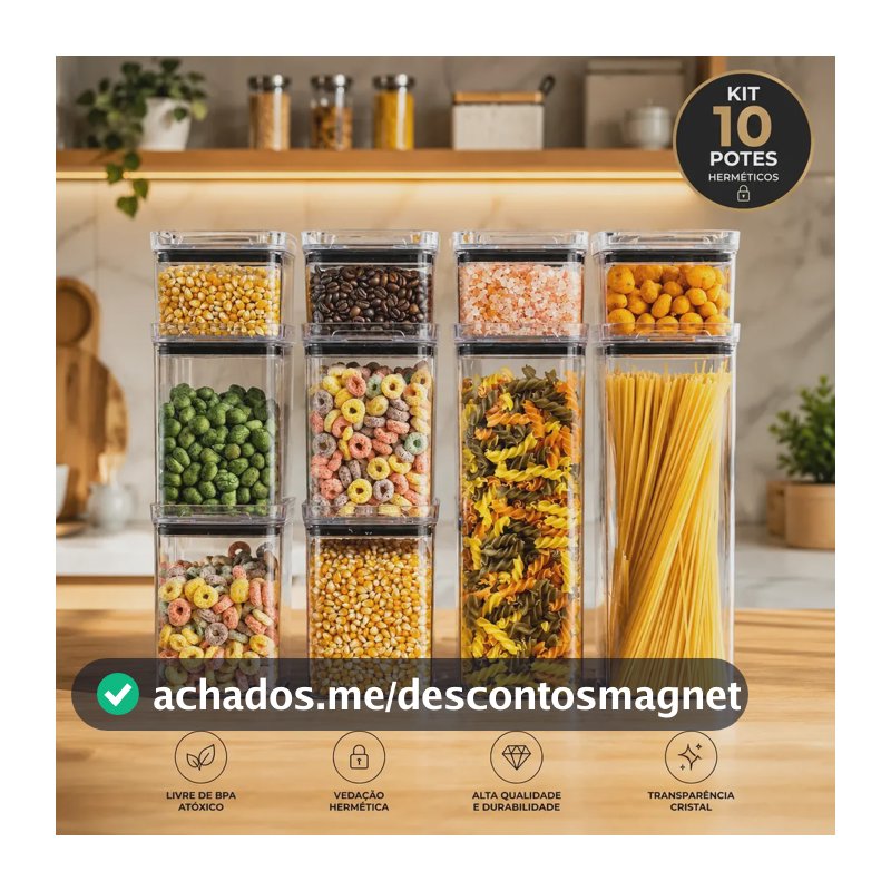 Kit 10 Porta Mantimentos Hermetico, Pote Para Alimentos