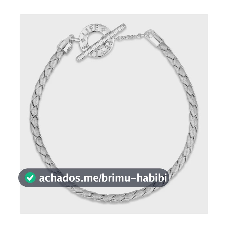 Pulseira Life Em Couro Prata Com Prata 925