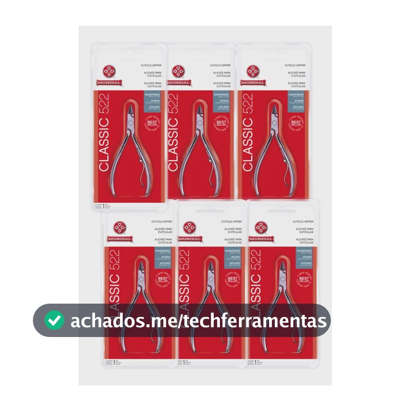 Alicate Mundial 522 Manicure Profissional P/ Cutículas 6 Und