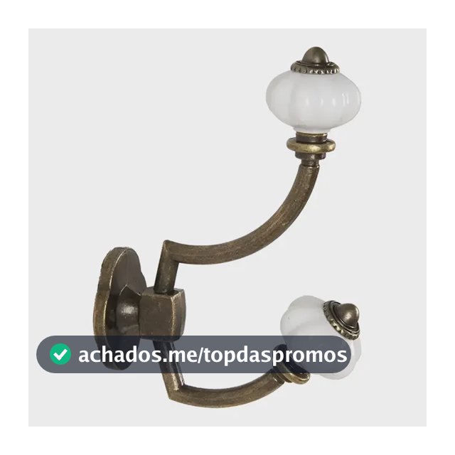 Gancho Duplo Porcelana Cabide Parede Colonial Retrô Grande