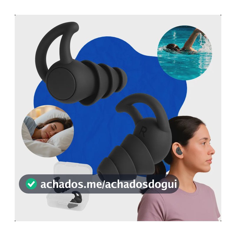 Protetor Auricular Conforto Higiene Segurança Para Dormir Natação Estudar Trabalhar Viajar E Esportes Preto , Anti-ruído
