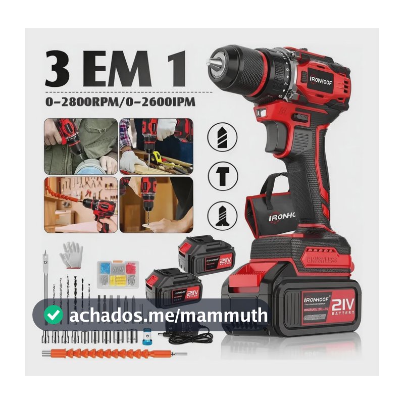 Furadeira Parafusadeira De Impacto A Baterias Brushless 21v Vermelho 110/127/220v