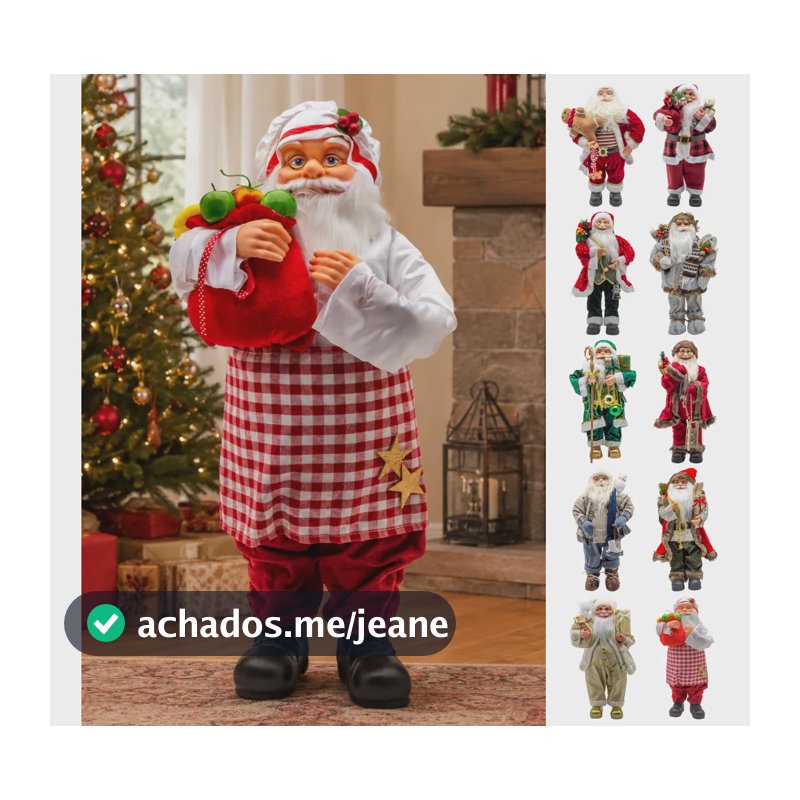Boneco Papai Noel 60cm Grande Decorativo Enfeite Natalino Cozinheiro 60cm