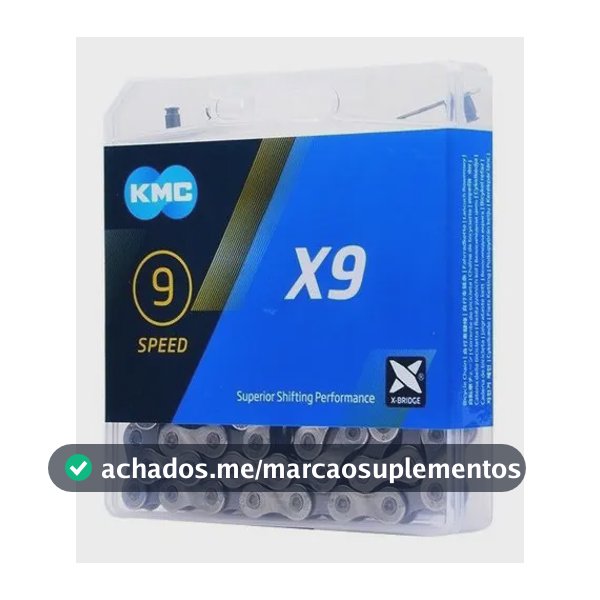 Corrente Kmc X9 Silver Prata 116 Elos Mtb Speed 9v 2x9v 3x9