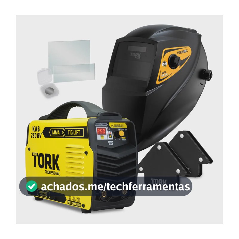 Kit Maquina De Solda Inversora Kab 250 Mma Tig + Mascara Cor Amarelo