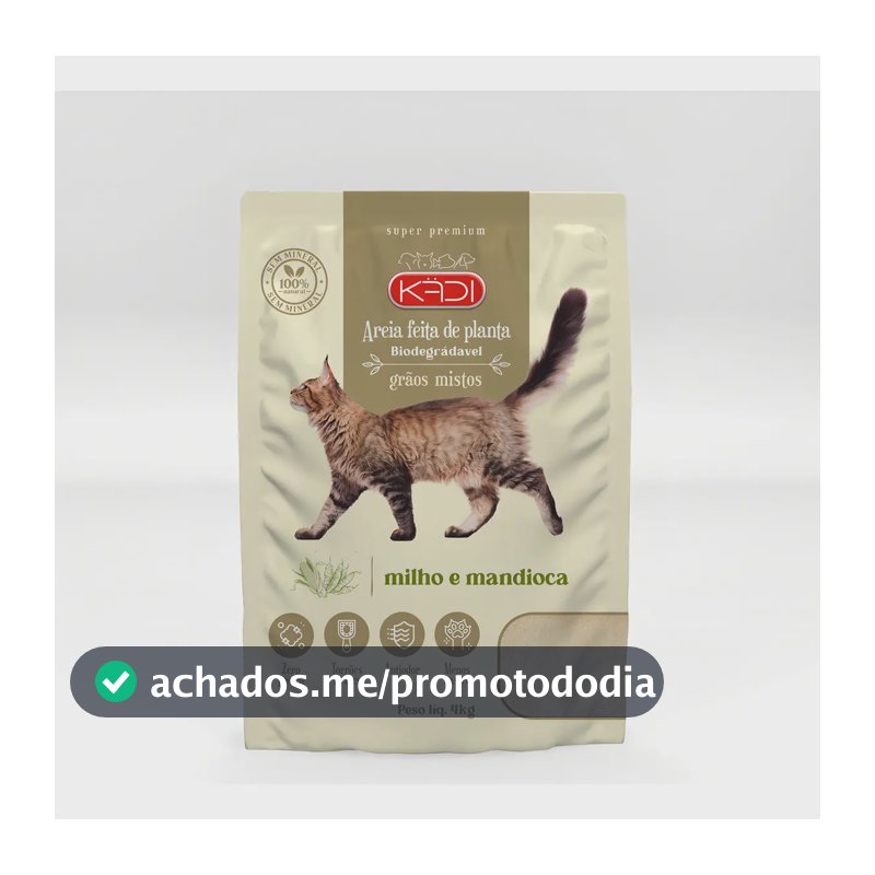 Areia Sanitária Gatos Milho Mandioca Kadi Graos Mistos 4kg