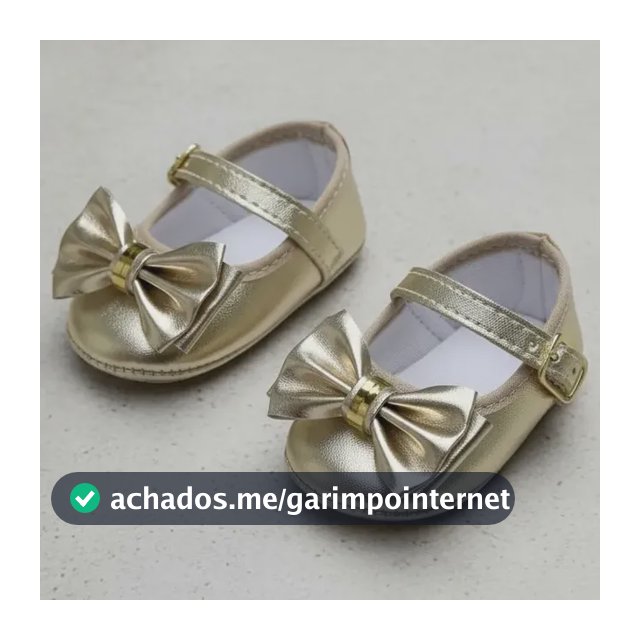 Sapatilha Bebê Boneca Dourada Laço Metal Rn Conforto Estilo