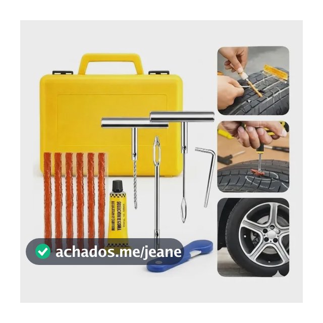 Kit Reparo Pneu Carro Moto Remendo Macarrão Com Maleta 12pcs