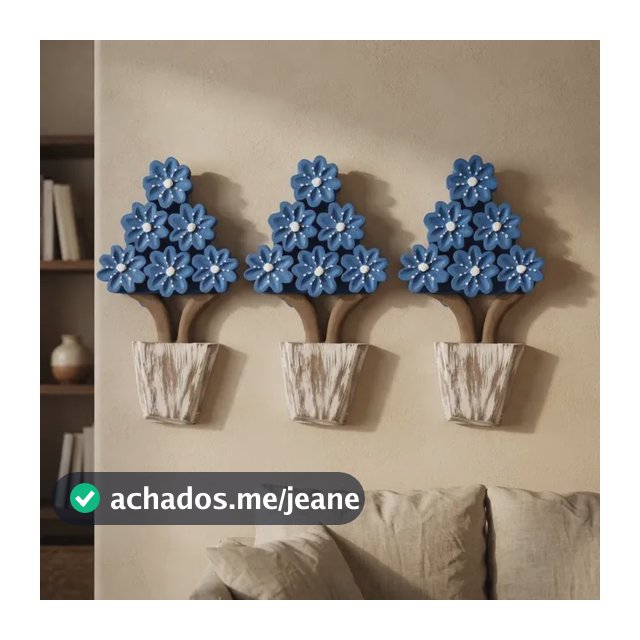 3 Quadros Vaso De Flores Madeira Rústica Decorativa Parede