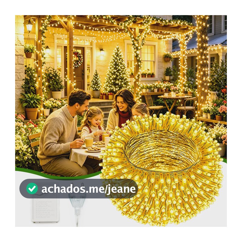 Lâmpadas 100m Leds Cordão Pisca Natal Decoração 110v Luz  Branco Quente 110v