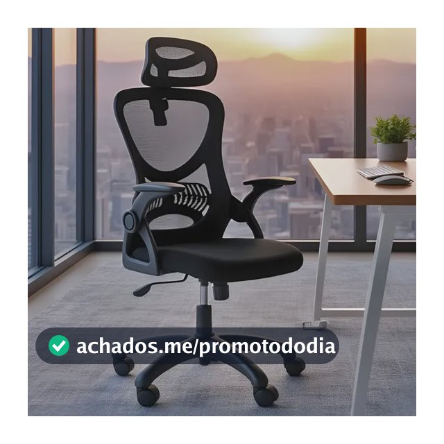 Cadeira de Escritório Giratória HomeNow Columbus Presidente Preta com Tela Mesh