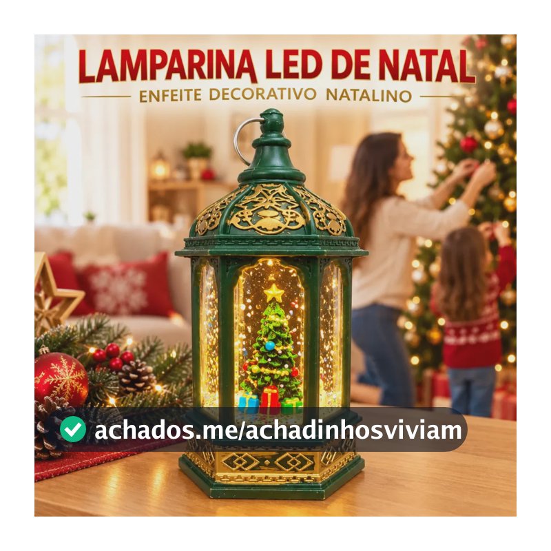 Luminária Natalina LED Lamparina Enfeite de Natal Decorativo Lanterna Iluminada 14cm com Alça para Pendurar Decoração Mesa Sala Árvore Modelos Sortidos Ceia Presente Natalino Louis Riel Acústico