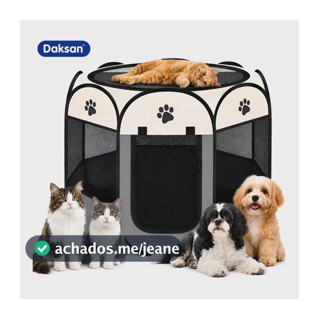 Cercado Pet Dobrável Portátil Para Cães E Gatos 114×114×58cm Cinza