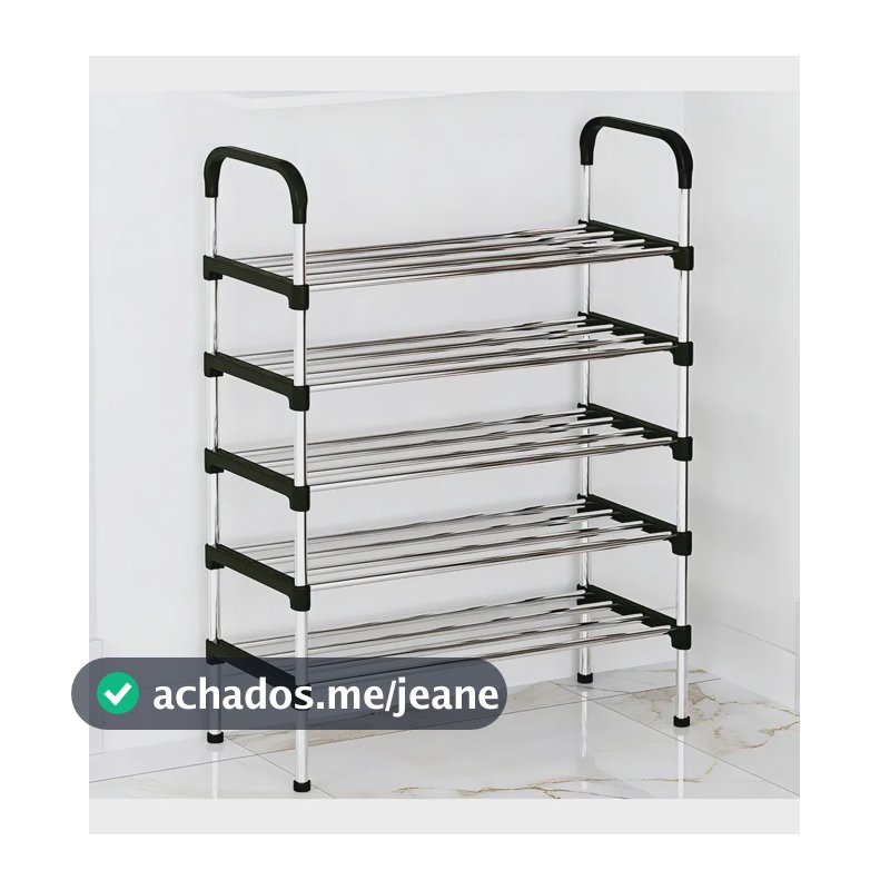 Sapateira Vertical UP! Aço Inox 5 Prateleiras Preto Prata 15 Pares