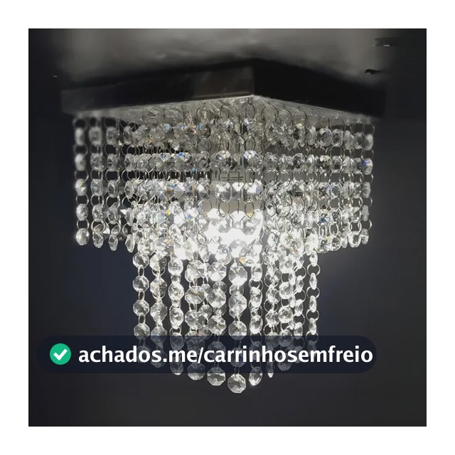 Lustre De Cristal Acrilico Base 20x20 Vai Montado Bivolt Estrutura Prateado