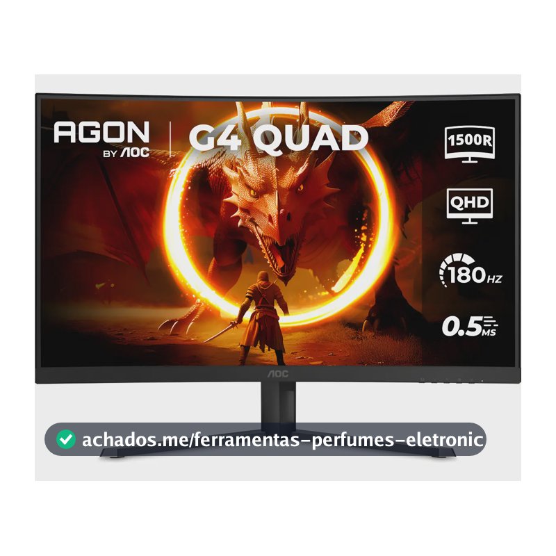 Monitor Gamer Curvo Aoc Agon Quad 32'' 180hz Hdr10 Cq32g4e Preto 127/220v