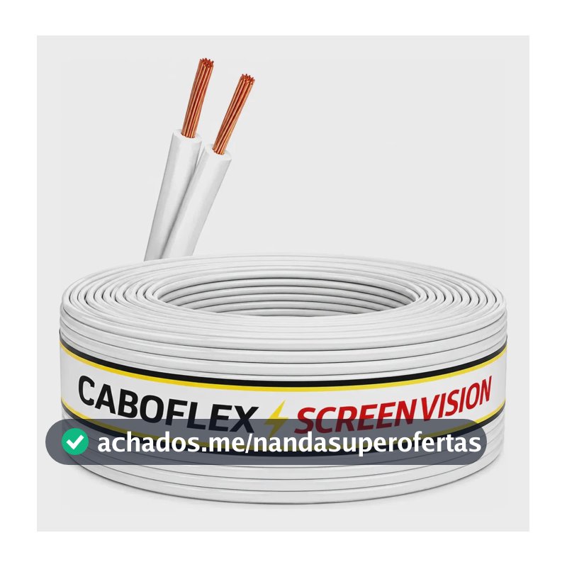 Fio Paralelo 2,5mm Cabo Duplo 2x2,5mm Rolo 100 Metros Elétrico 750v Cor Branco Marca Screen Vision