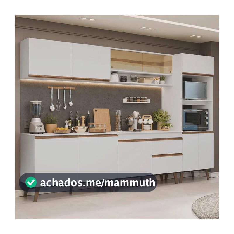 Armário De Cozinha Completa 310 Cm Pieta Madesa 02 Branco