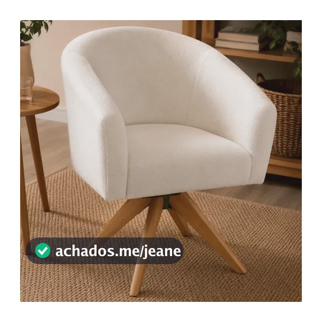 Poltrona Orgânica Boucle Stefany Escritório Base Giratoria Bege Liso