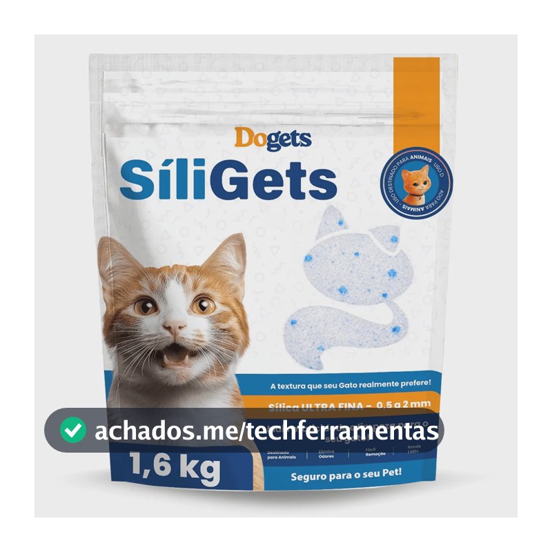 Areia Para Gato Areia Higiênica Para Gatos Anti Odor Areia Fina Para Gato Areia Silica de Gato 1.6Kg Cristais Super Absorvente Rende Mais Dogets