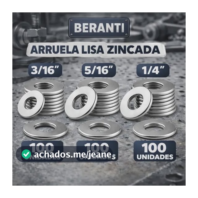 Kit 300 Arruelas - 100un Por Tamanho - 3/16, 5/16 E 1/4 Branco