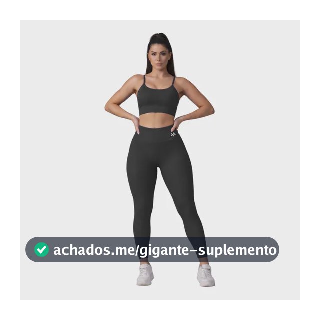 Conjunto Fitness Feminino Canelado Cós Alto Preto Canelada G