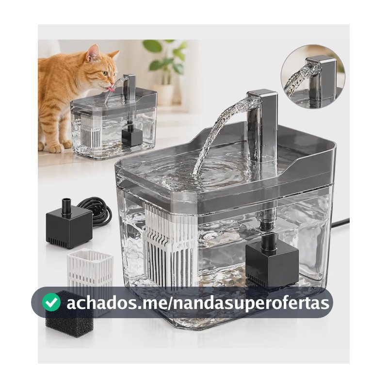 Bebedouro Automático Fonte De Agua Para Gato Cães 1,5l 127/220v Cinza