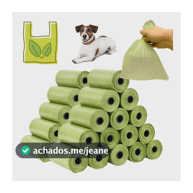 Kit 10 Refil Cata Caca Biodegradável 150 Saquinho Saco P/pet Verde-claro