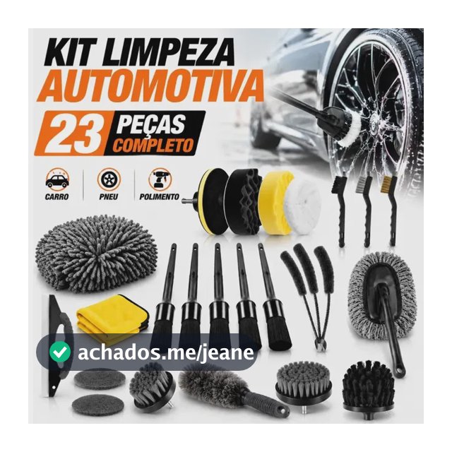 Conjunto 23 Escovas Multifuncionais Limpeza Automotiva