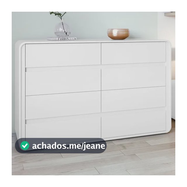 Cômoda Para Quarto Loop Branca Com 8 Gavetas De 152"