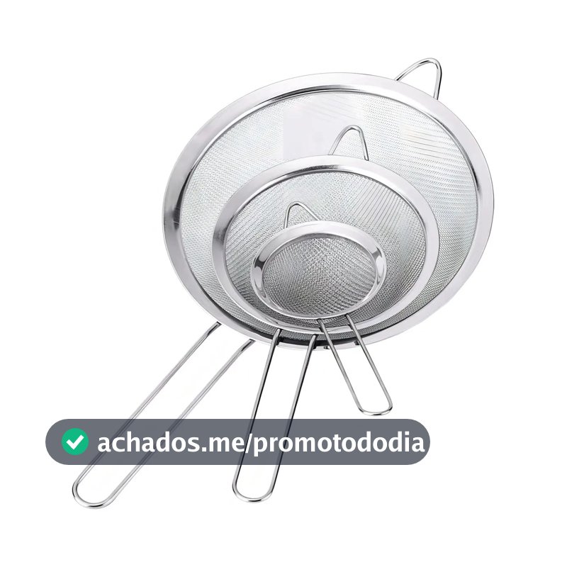 Jogo 3 Peneiras P M G Em Casa Tem Aço Inox Luxo Utensílios De Cozinha