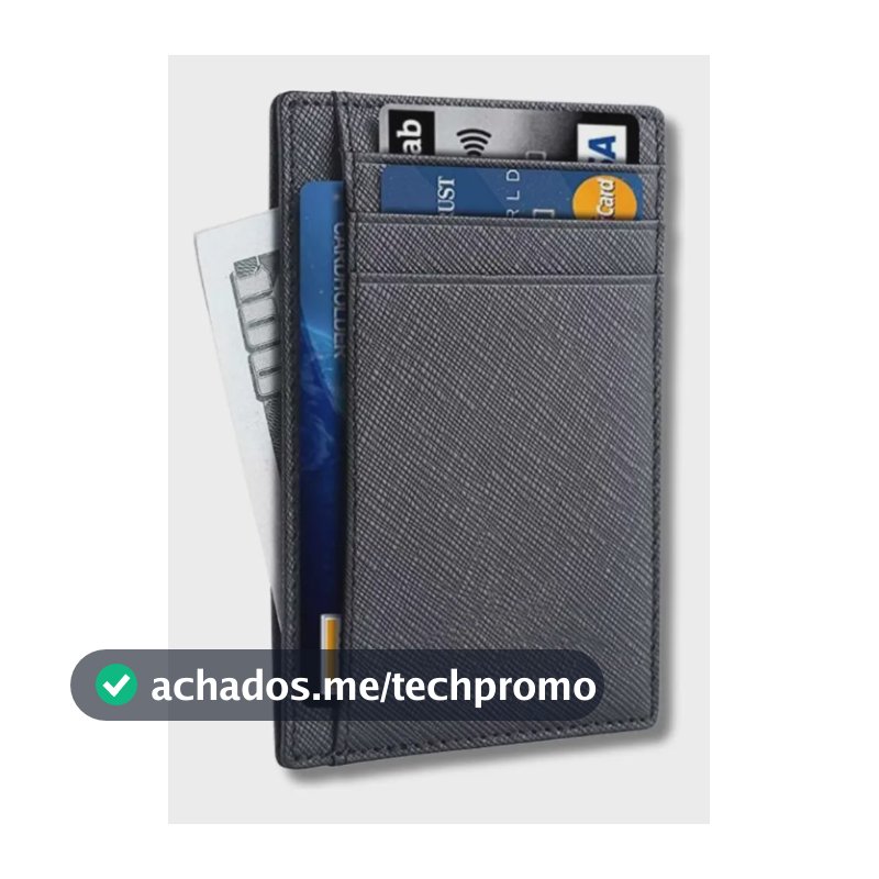 Carteira Porta Cartão Masculina Pequena Ultrafina Compacta Preto
