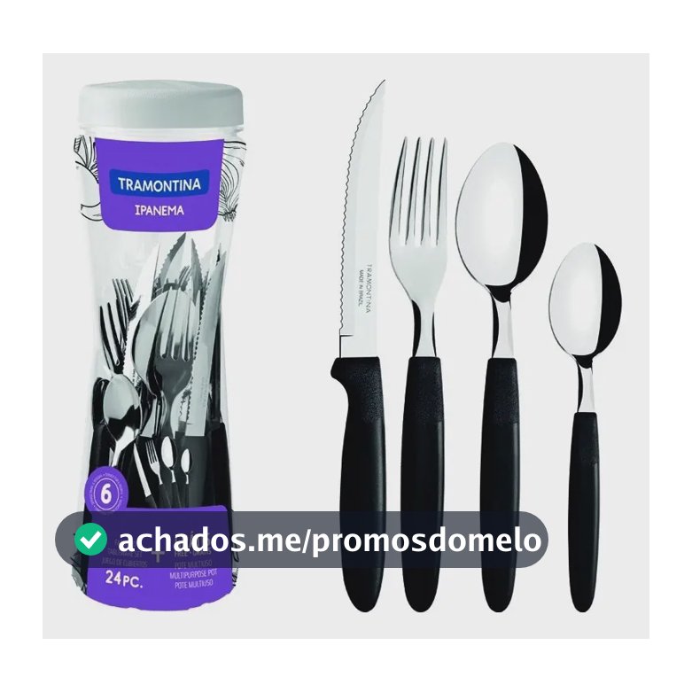 Faqueiro Ipanema Aço Inox E Cabo 24 Peças Preto Tramontina