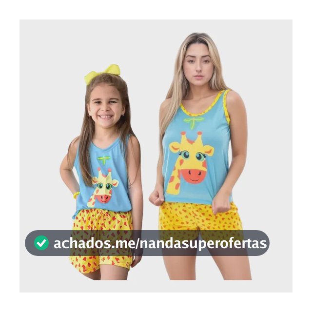 Kit Pijama Mãe E Filha Baby Doll Regata Girafa Conjunto