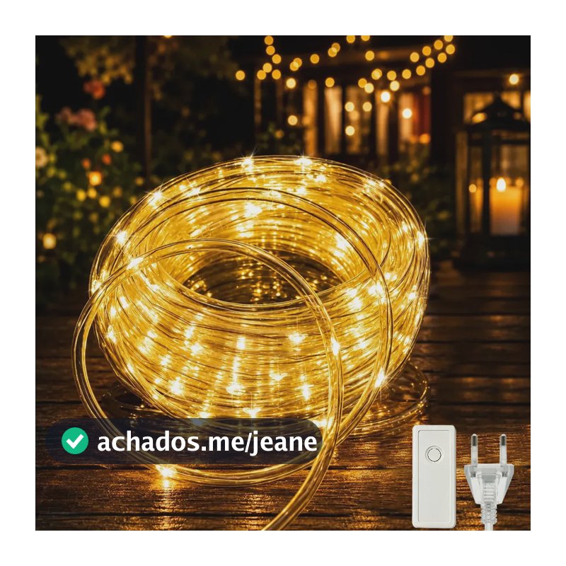 Led Natal 10m 200 Leds 110v Natal Mangueira Pisca Branco Quente 127v